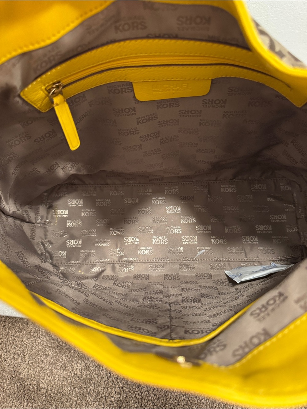 Michael Michael Kors millbrook large jacquard shoulder bag with yellow trim NWT - Picture 8 of 10